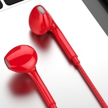 블루투스이어폰 게인용 쿼드 코어 스테레오 3.5mm 유선 헤드폰 IOS 안드로이드 전화 와이어 헤드셋 용 마이크 하이베이스 이어 버드가있는 이어폰, [03] Red