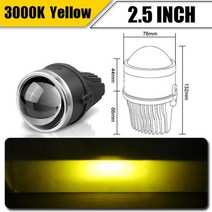 해외 LED 안개등 2.5 인치 Bi-led 렌즈 PTF 프로젝터 개조 운전 조명 안개 램프 3000K 6000K 범용 자동차 액세서리225659, CHINA_2pcs 2.5inch Yellow