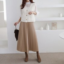 레더 플리츠 페이크 가죽 치마 롱 주름 스커트