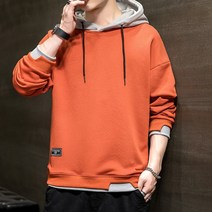 레이어드맨투맨 후드티셔츠 남성 2021봄가을 트렌드 시크한스타일 루즈핏 페이크레이어링 후드티 캐주얼얇은타입 상의