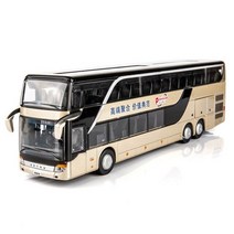 버스모형 다이캐스트 초합금 전기 버스 뜨거운 판매 1:32 합금 풀백 모델 높은 모조 이중 관광 플래시 장난감 차량, a
