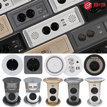 BIS 빌트인콘센트 가구 매입 매립형 무선충전 USB 회전 팝업 책상 싱크대 아일랜드 식탁 사무실 테이블, 11.팝업콘센트1구USB2포트무선충전, 실버