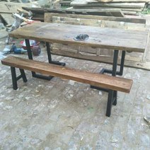 야외 테이블 벤치 고재 스툴 원목 의자 긴의자 빈티지 앤티크 클래식 레트로, 160x26x45cm 철 다리 240