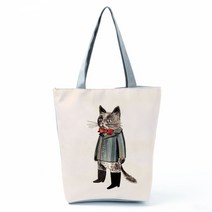 리사이클링 일본 스타일 그림 고양이 여자 핸드백 인쇄 레이디 Totes 큰 용량 어깨 가방 야외 여행 주머니 에코 쇼핑 데일리 에코백