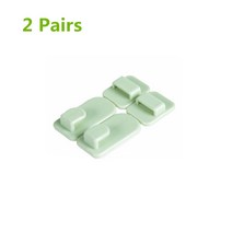 2 Pairs = 4Pcs 양면 접착 벽 걸이 ABS 접착 테이프 걸이 원격 제어 홀더 벽 저장 tv에 적합, Green