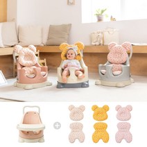 아기의자 P-Edition 와플베어2종(베개 라이너) 이유식 에시앙범보의자, 코럴블루/에곤뉴트럴, 핑크