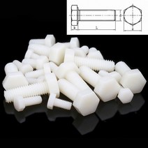 흰색 나일론 육각 나사 메트릭 나사산 머리 플라스틱 절연 볼트 M3 M4 M5 M6 M8, 16 M6x20mm 50PCS