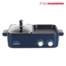 대원 전기 멀티 그릴 2in1 미니 냄비 반반 후라이팬 가정용 캠핑 DW-MC1200, 레드