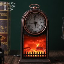 불멍 실내 콘솔 미니 led 시계 모형 벽난로 무드등 램프 모형 아파트 전원 주택, 블랙 포터블 벽난로