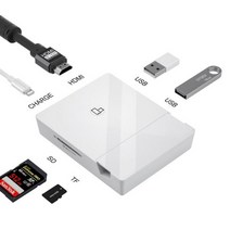 HDMI 케이블 연장 리피터 미니 모니터선 증폭기 컴포넌트 라이트닝-RJ45 이더넷 도킹 스테이션 아이패드-O, 01 USB HUB 6 IN 1