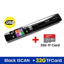 북스캔 책스캔 휴대용 미니 ISCAN 책 문서 이미지 스캐너 리더 A4 크기 JPG PDF Formate LCD 디스플레, 03 Black USB 32G