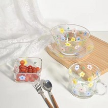 BLOWFISH FUGU 1인용 식기구세트 6p 세트 유리 식기 세트 세트 집들이선물, 후레쉬 플라워