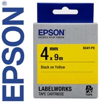 *정품* [ EPSON ] 라벨테이프, SC4Y(노랑바탕/검정글씨/폭4mm)