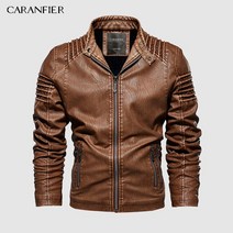 할리데이비슨 CARANFIER-남성 가죽 자켓 오버 코트 가을 겨울 패션 오토바이 인조 남성 캐주얼 PU, [07] 5XL, [03] 카키색