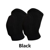 스포츠 압박 무릎 패드 탄성 보호대 댄스 운동 훈련 요가 두꺼운 스폰지 받침대 지원, 2Pcs Black
