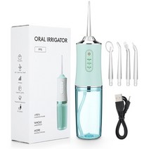 구강세정기 물치실 치간세정기 강력한 워터 제트 flosser 입 세탁기 치아 미백 청소 건강 휴대 irrigator, 초록, 04 green