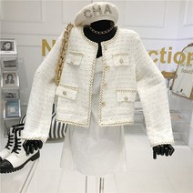 기질 연예인 스타일 트위드 짧은 자켓 여성 새로운 한국어 레트로 패션 코트 간단한 우아한