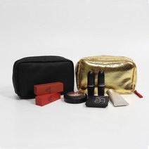 [ALEXANDER FERI]알렉산더페리 파우치 여행용파우치 화장품파우치 인조가죽 골드 블랙15cm, 1개, 블랙