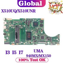 X510UQ 메인 Vivobook 15 X510 X510UN X510UA X510UNR X510UF F510U VM510UA X510UR S510UN S5100U 노트북 마더 보드, I3-7100U UMA