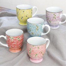 빈티지감성 일본산 로즈 머그컵 5p 세트 결혼선물