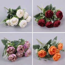 꽃꽂이 재료 시뮬레이션 꽃 복고풍 실크 장미 꽃다발 수국 큰 머리 모란 복고풍 신부 꽃, 6