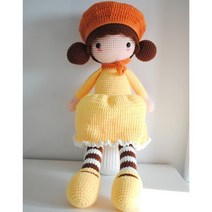 DIY 코바늘 인형만들기 뜨기 초보 뜨개질 기초 손뜨개, 옐로 걸(베레모) 패키지, 1개