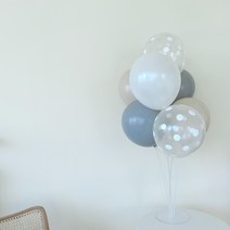 나탈리야153 그레이&베이지 mix Set 10P 풍선 셀프 생일 베이비샤워 브라이덜샤워 웨딩 홈파티 아기 백일 첫돌 두돌 1000일 가랜드 풍선꽂이 스탠드 파티세트, 풍선 10pcs+스탠드