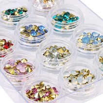 다이아뷰티 네일 스톤 스터드 시리즈 네일아트재료, V스톤 믹스 12색 세트(대용량)