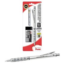 Pentel GraphGear 1000 샤프 0.5mm 프리미어 제도 키트 연필 1개 지우개 리필 튜브 1개(PG1015EBP), 1 Pencil with Erasers, 0.7mm