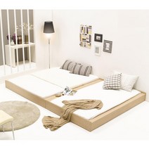 연결가능 낮은 저상형 패밀리 침대프레임(SS/Q) 고급 명품 북유럽 심플 2인, 슈퍼싱글(SS)