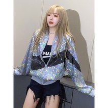 [Myshe]봄 가을 패션 스팽글 야구 점퍼 여성 캐주얼 자켓 Sevenfei1015JK2