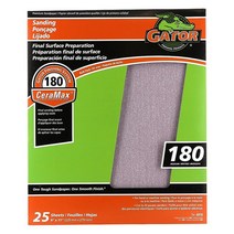 Gator CeraMax 22.9 x 27.9cm 9 11인치 세라믹 샌딩 시트 150그릿 25팩, 180 Grit