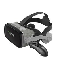 3D 안경 VR 헤드셋 가상 현실 고글 360도 영화(눈 보호 포함), 210x100mm, 블랙 그레이, ABS + 패브릭