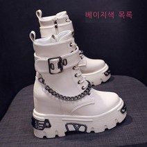 라오농 통굽 워커 여 싱글 가을 부츠의 밑바닥을 송편 잘 어울리는 영국식 키 높이 8CM 슈즈를 신는다+JUR09X