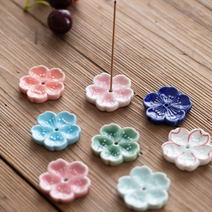 센스이따 도자기 꽃 인센스홀더 6개 색상랜덤