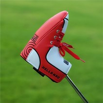 캔버스 슈즈 스트레이트 스트립 퍼터 커버 개인 맞춤형 골프 클럽 커버 아이언 헤드 커버 보호 캡 커버, 빨간색 직선 막대 푸시 로드 슬, 자석이 닫힌 직선형 빨간색 막대