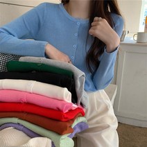 마쿠쿠 n2 라운드 슬림 긴팔 크롭 여성 니트 가디건 7color