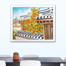 나봄갤러리 감나무와 기와집 감그림 감나무 액자 사업장추천그림, 2.심플 화이트 액자