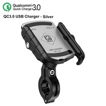 오토바이 휴대폰 거치대 할리 데이비슨 QC3.0 USB 빠른 충전기 또는 충전없이 자전거, 05 USB Charger-Silver