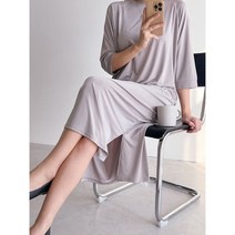 코너샵 촉촉 실키 원피스 찰랑한 고급 폴리 라글란 7부 소매 포켓 원피스 원마일 웨어 세탁기 건조기 OK