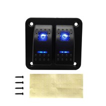 자동절체기 회로 자동 차단기 이중전원 24 6 갱단 듀얼 LED 해양 보트 로커 스위치 패널 트럭 자동차 라이, 05 2 gang Blue LED
