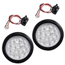 선박용 램프 라이트 2 세트 4 quot화이트 12led 라운드 테일 백업 RV 트레일러 용 전선이있는 역방향 신호등 트럭 보트 캐러밴 DC 12V