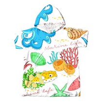 사용자 정의 성인 아이 해저 동물 마이크로 화이버 속건 후드 비치 타월 서핑 판초 포켓 수영 목욕 가운 선물, 6, l, 없음