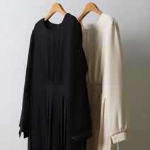 빅사이즈 롱원피스 심플 주름 여성 212J556S