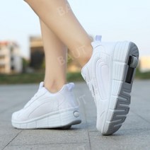 휠리스 바퀴달린신발 힐리스 롤러슈즈 세븐 인라인 스케이트 운동화, 화이트 싱글휠, 39