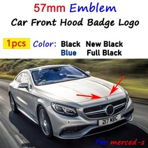 벤츠마크 메르세데스 벤츠 57mm 블루 자동차 후드 엠블럼 배지 보닛 로고 W124 A2048170616 1 피스, 02 57mm Black