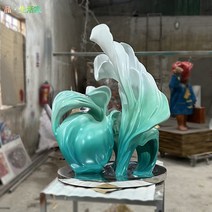 인테리어 소품 홈 데코 장식 - 현대 가정 현관 거실 모델 룸 크리 에이 티브 유리 섬유 강화 플라스틱 추상 식물 꽃 조각, [01] 라이트그린컨설팅 커스터마이징