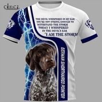 여름 남성 티셔츠 멋진 늑대 3D 프린트 남성용 반팔 CLOOCL I Am A Storm German Shorthaired Pointer Dog Print T 셔츠 여성 패션 하라