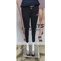 헤지스 여성 S/S 블랙 자수 장식 데님 스키니 팬츠(HSPA 0B407BK)(1833427)