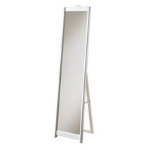 우드웰 스탠드형 하이그로시 래핑 전신경 거울 400 x 1600 mm, 화이트꽃